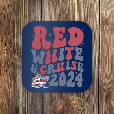 Retro Red White And Cruise Crusing Trip Vacation Coaster