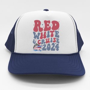 Retro Red White And Cruise Crusing Trip Vacation Trucker Hat