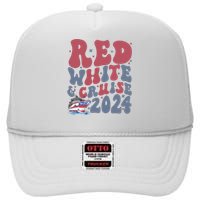 Retro Red White And Cruise Crusing Trip Vacation High Crown Mesh Back Trucker Hat