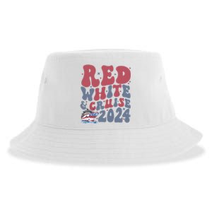 Retro Red White And Cruise Crusing Trip Vacation Sustainable Bucket Hat