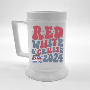 Retro Red White And Cruise Crusing Trip Vacation Beer Stein