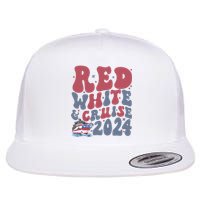 Retro Red White And Cruise Crusing Trip Vacation Flat Bill Trucker Hat