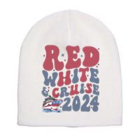 Retro Red White And Cruise Crusing Trip Vacation Short Acrylic Beanie