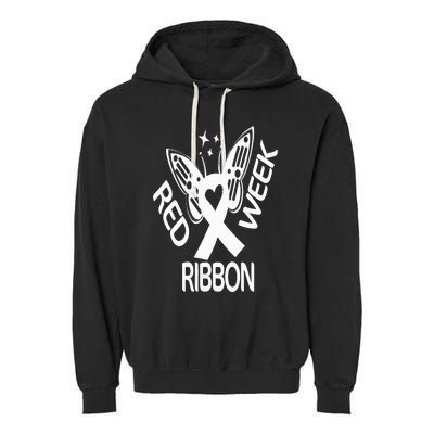 Red Ribbon Week Butterfly We Wear Red Ribbon Week Awareness Garment-Dyed Fleece Hoodie