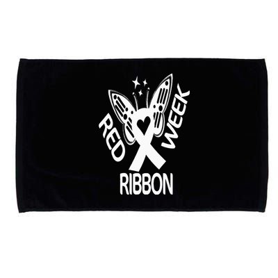 Red Ribbon Week Butterfly We Wear Red Ribbon Week Awareness Microfiber Hand Towel