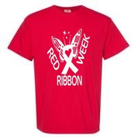 Red Ribbon Week Butterfly We Wear Red Ribbon Week Awareness Garment-Dyed Heavyweight T-Shirt