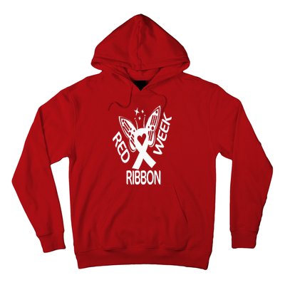 Red Ribbon Week Butterfly We Wear Red Ribbon Week Awareness Hoodie