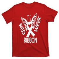 Red Ribbon Week Butterfly We Wear Red Ribbon Week Awareness T-Shirt