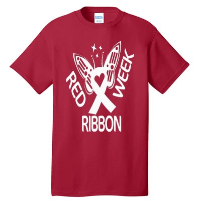 Red Ribbon Week Butterfly We Wear Red Ribbon Week Awareness Tall T-Shirt