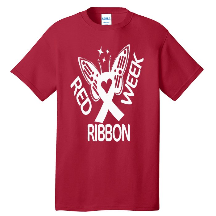 Red Ribbon Week Butterfly We Wear Red Ribbon Week Awareness Tall T-Shirt