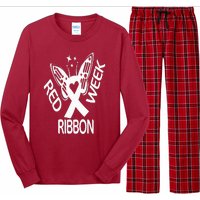 Red Ribbon Week Butterfly We Wear Red Ribbon Week Awareness Long Sleeve Pajama Set