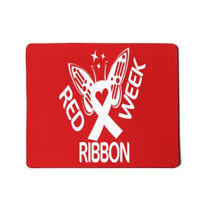 Red Ribbon Week Butterfly We Wear Red Ribbon Week Awareness Mousepad