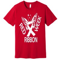 Red Ribbon Week Butterfly We Wear Red Ribbon Week Awareness Premium T-Shirt