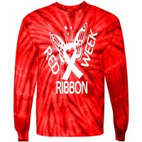 Red Ribbon Week Butterfly We Wear Red Ribbon Week Awareness Tie-Dye Long Sleeve Shirt