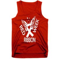 Red Ribbon Week Butterfly We Wear Red Ribbon Week Awareness Tank Top