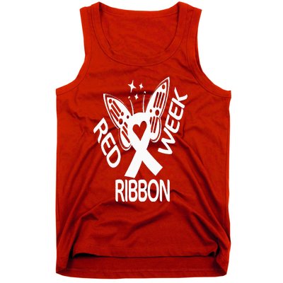 Red Ribbon Week Butterfly We Wear Red Ribbon Week Awareness Tank Top