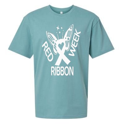 Red Ribbon Week Butterfly We Wear Red Ribbon Week Awareness Sueded Cloud Jersey T-Shirt