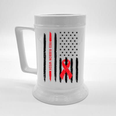 Red Ribbon Week American Flag Vintage Distressed Beer Stein