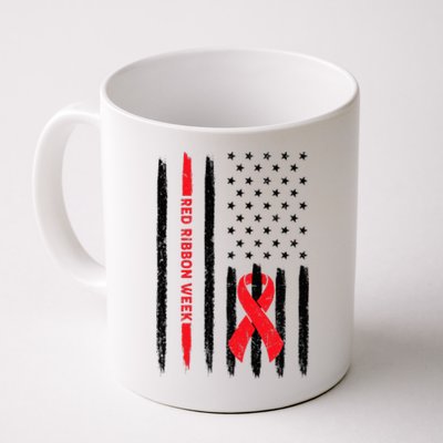 Red Ribbon Week American Flag Vintage Distressed Coffee Mug