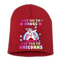 Red Ribbon Week Say No Drugs Say Yes to Unicorns Short Acrylic Beanie