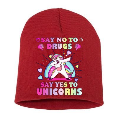 Red Ribbon Week Say No Drugs Say Yes to Unicorns Short Acrylic Beanie