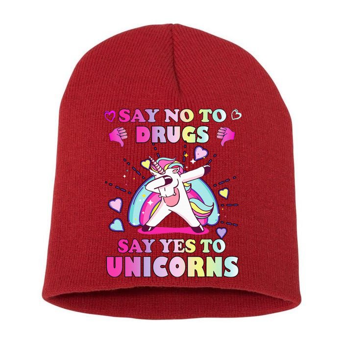 Red Ribbon Week Say No Drugs Say Yes to Unicorns Short Acrylic Beanie