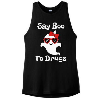 Red Ribbon Week Say Yes To Say Boo To Halloween Say Boo Ladies PosiCharge Tri-Blend Wicking Tank