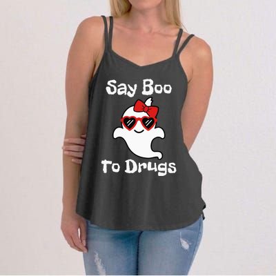 Red Ribbon Week Say Yes To Say Boo To Halloween Say Boo Women's Strappy Tank