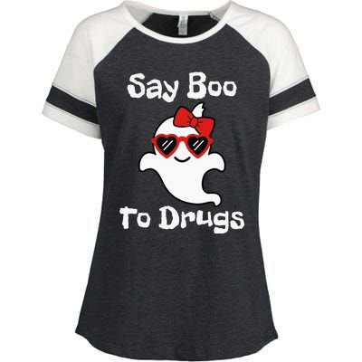 Red Ribbon Week Say Yes To Say Boo To Halloween Say Boo Enza Ladies Jersey Colorblock Tee