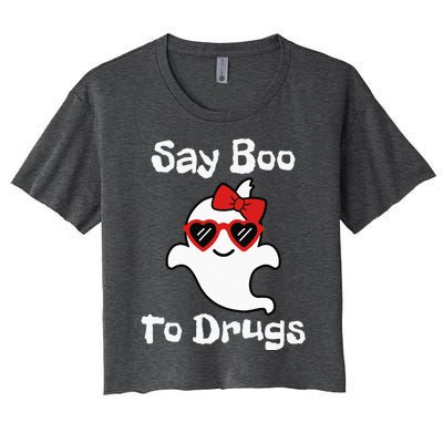 Red Ribbon Week Say Yes To Say Boo To Halloween Say Boo Women's Crop Top Tee