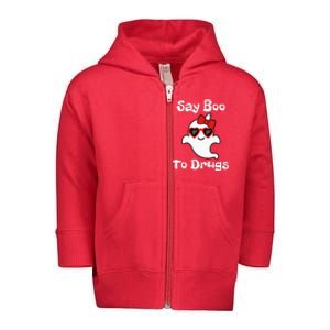 Red Ribbon Week Say Yes To Say Boo To Halloween Say Boo Toddler Zip Fleece Hoodie