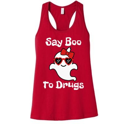 Red Ribbon Week Say Yes To Say Boo To Halloween Say Boo Women's Racerback Tank