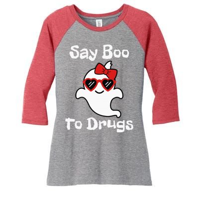 Red Ribbon Week Say Yes To Say Boo To Halloween Say Boo Women's Tri-Blend 3/4-Sleeve Raglan Shirt