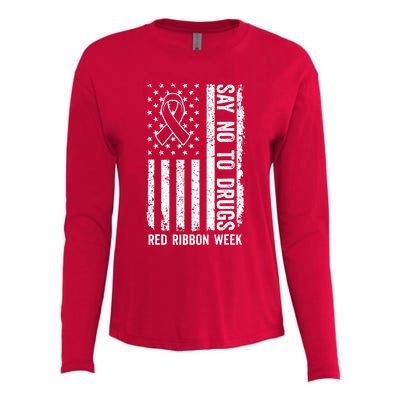 Red Ribbon Week  We Wear Red Ribbon Week Awareness Womens Cotton Relaxed Long Sleeve T-Shirt