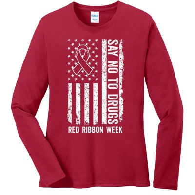 Red Ribbon Week  We Wear Red Ribbon Week Awareness Ladies Long Sleeve Shirt