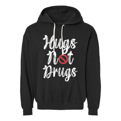 Red Ribbon Week Awareness Hugs Not Drugs  Ribbon Garment-Dyed Fleece Hoodie