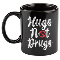 Red Ribbon Week Awareness Hugs Not Drugs  Ribbon 11oz C Handle Ceramic Mug