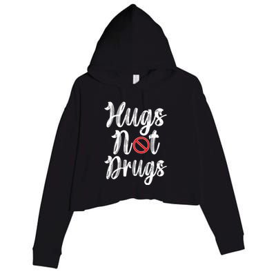Red Ribbon Week Awareness Hugs Not Drugs  Ribbon Crop Fleece Hoodie