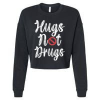 Red Ribbon Week Awareness Hugs Not Drugs  Ribbon Cropped Pullover Crew