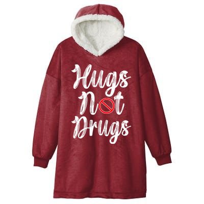 Red Ribbon Week Awareness Hugs Not Drugs  Ribbon Hooded Wearable Blanket