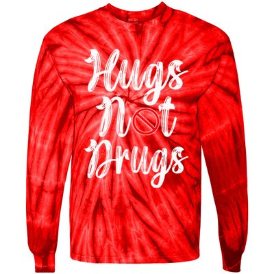 Red Ribbon Week Awareness Hugs Not Drugs  Ribbon Tie-Dye Long Sleeve Shirt