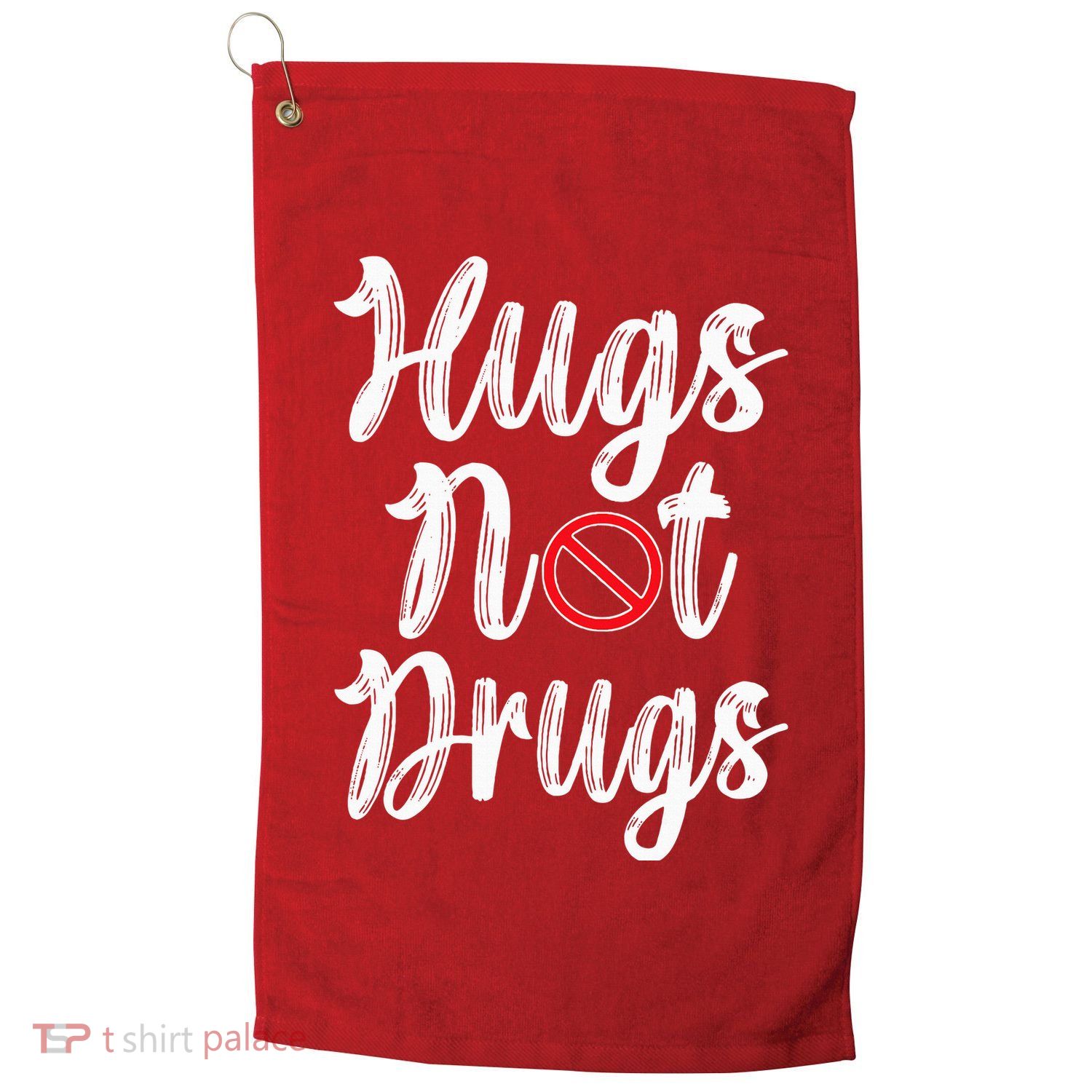 Red Ribbon Week Awareness Hugs Not Drugs  Ribbon Golf Towel