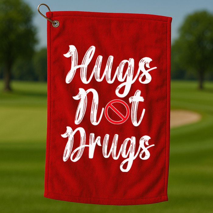 Red Ribbon Week Awareness Hugs Not Drugs  Ribbon Golf Towel
