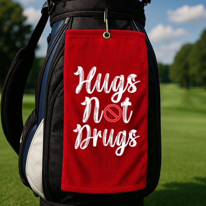 Red Ribbon Week Awareness Hugs Not Drugs  Ribbon Golf Towel
