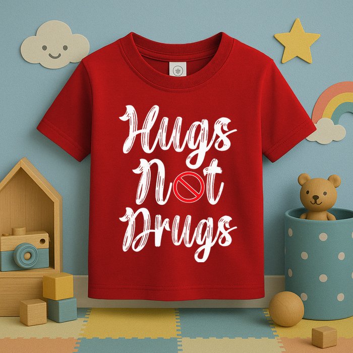 Red Ribbon Week Awareness Hugs Not Drugs  Ribbon Toddler T-Shirt