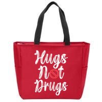Red Ribbon Week Awareness Hugs Not Drugs  Ribbon Zip Tote Bag