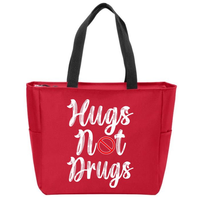 Red Ribbon Week Awareness Hugs Not Drugs  Ribbon Zip Tote Bag