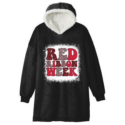 Red Ribbon Week Apparel Red Ribbon Week Hooded Wearable Blanket