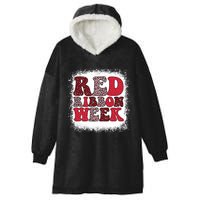 Red Ribbon Week Apparel Red Ribbon Week Hooded Wearable Blanket