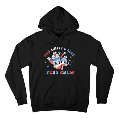 Retro Red White Blue Peds Crew 4th Of July Pediatric Nurse Hoodie